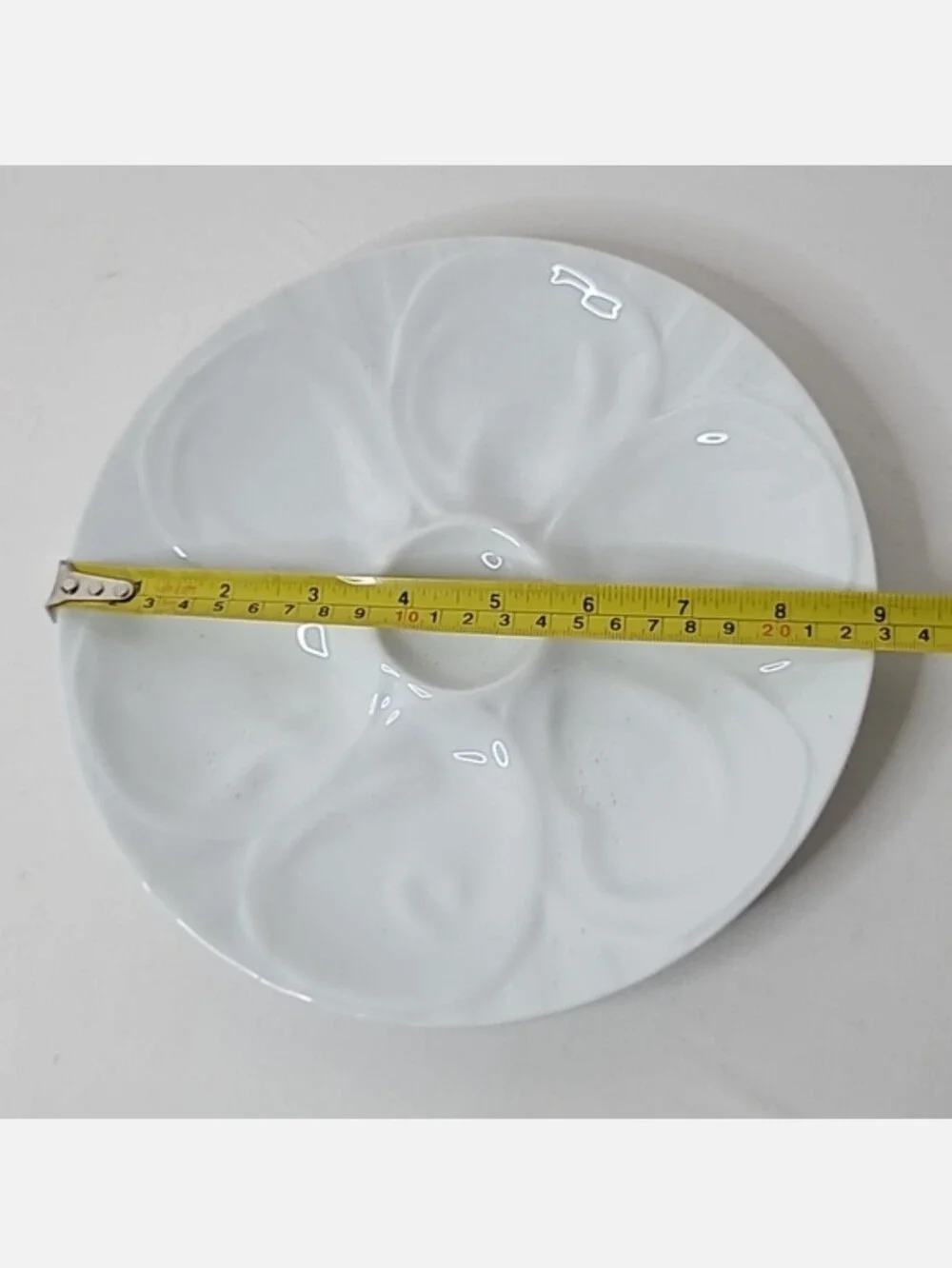 Vintage 60's Oyster Dish Plate Ceramic Stoneware Porcelain White Serve Platter